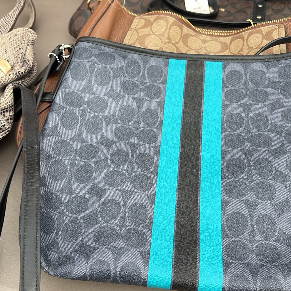 Coach Gray and Teal Crossbody Bag and Handbags